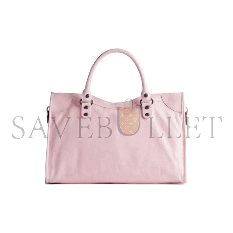 BALENCIAGA WOMEN'S LE CITY BAG MEDIUM IN PETAL POWDER 7977862ABEK5723 (37*23.4*14.9cm)
