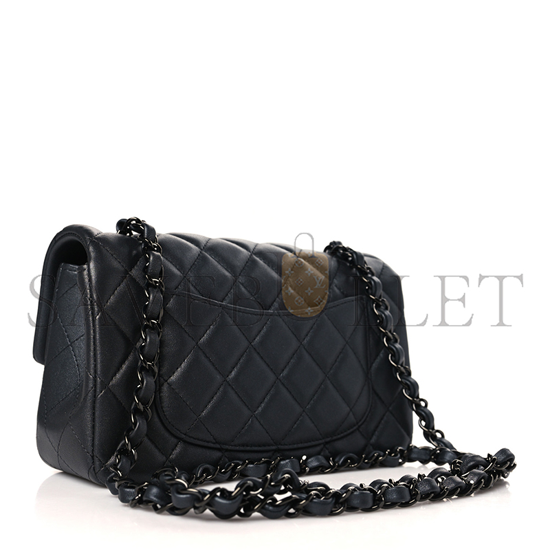 CHANEL MASTER LAMBSKIN QUILTED MINI RECTANGULAR FLAP SO BLACK 1312602 (20*12*6cm)