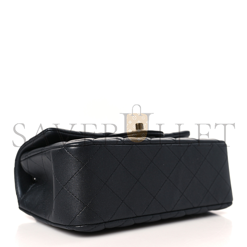 CHANEL MASTER LAMBSKIN QUILTED MINI RECTANGULAR FLAP SO BLACK 1312602 (20*12*6cm)