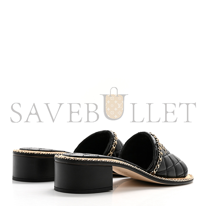 CHANEL LAMBSKIN QUILTED CHAIN CC SANDALS G45671