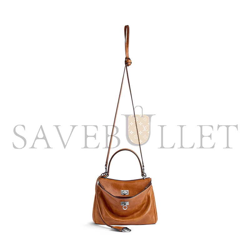 BALENCIAGA WOMEN'S RODEO HANDBAG MINI IN TAN COWBOY 7954562ABP72753 (22.8*9.9*8.3cm) BALENCIAGA WOMEN'S RODEO HANDBAG MINI IN TAN COWBOY 7954562ABP72753 (22.8*9.9*8.3cm)