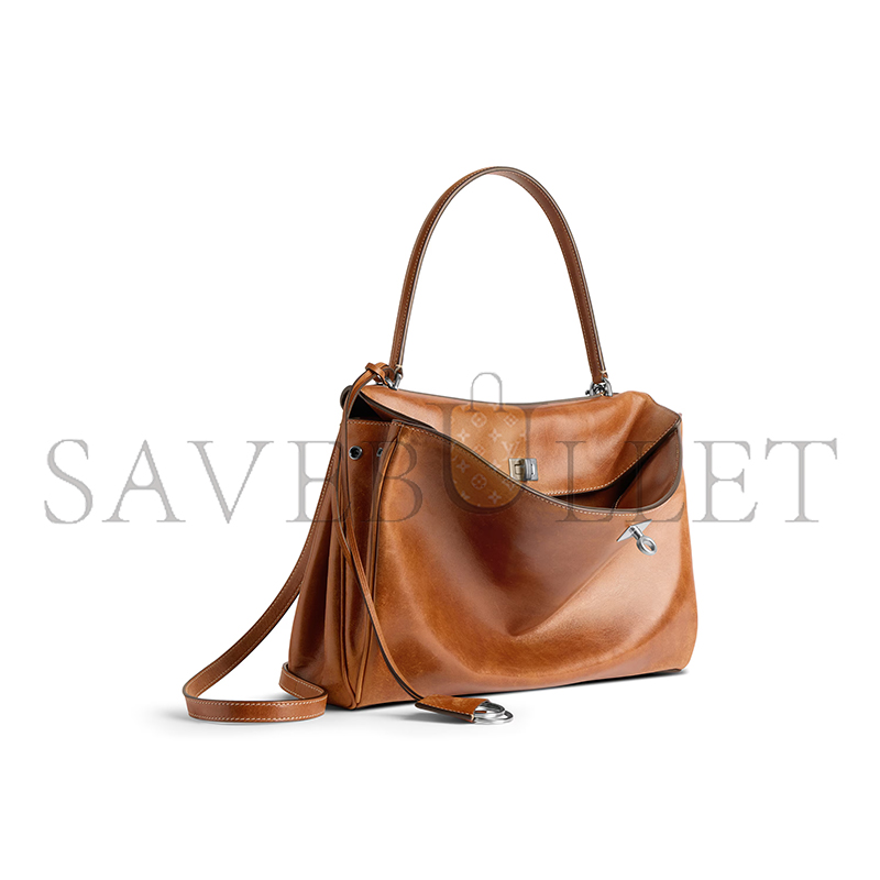 BALENCIAGA WOMEN'S RODEO HANDBAG MEDIUM IN TAN COWBOY 7897722ABP72753 (35*23.3*10.9cm)