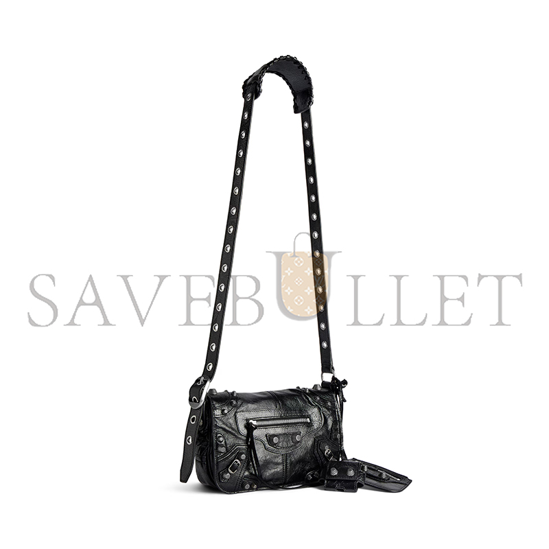 BALENCIAGA MEN'S LE CAGOLE FLAP BAG XS IN BLACK 719082210KR1000 (24*14*5cm)