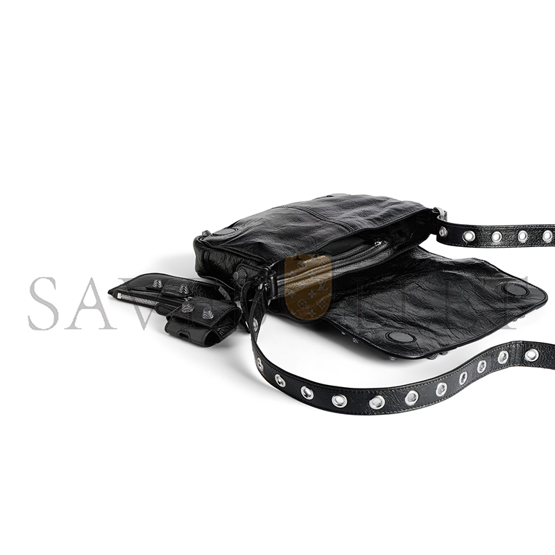 BALENCIAGA MEN'S LE CAGOLE FLAP BAG XS IN BLACK 719082210KR1000 (24*14*5cm)