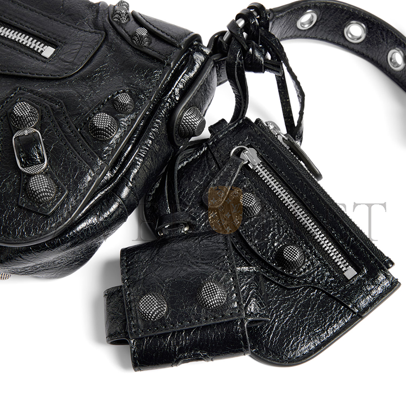 BALENCIAGA MEN'S LE CAGOLE FLAP BAG XS IN BLACK 719082210KR1000 (24*14*5cm)
