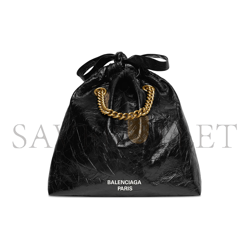 BALENCIAGA WOMEN'S CRUSH TOTE BAG SMALL IN BLACK 742942210IT1000 (25.9*23.9*9.9cm)
