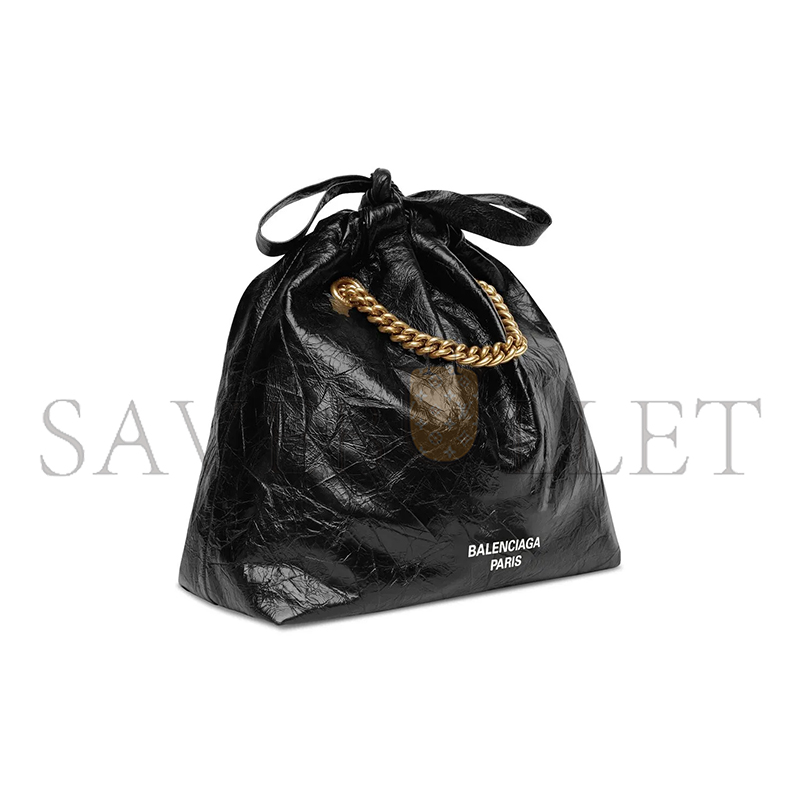 BALENCIAGA WOMEN'S CRUSH TOTE BAG SMALL IN BLACK 742942210IT1000 (25.9*23.9*9.9cm)