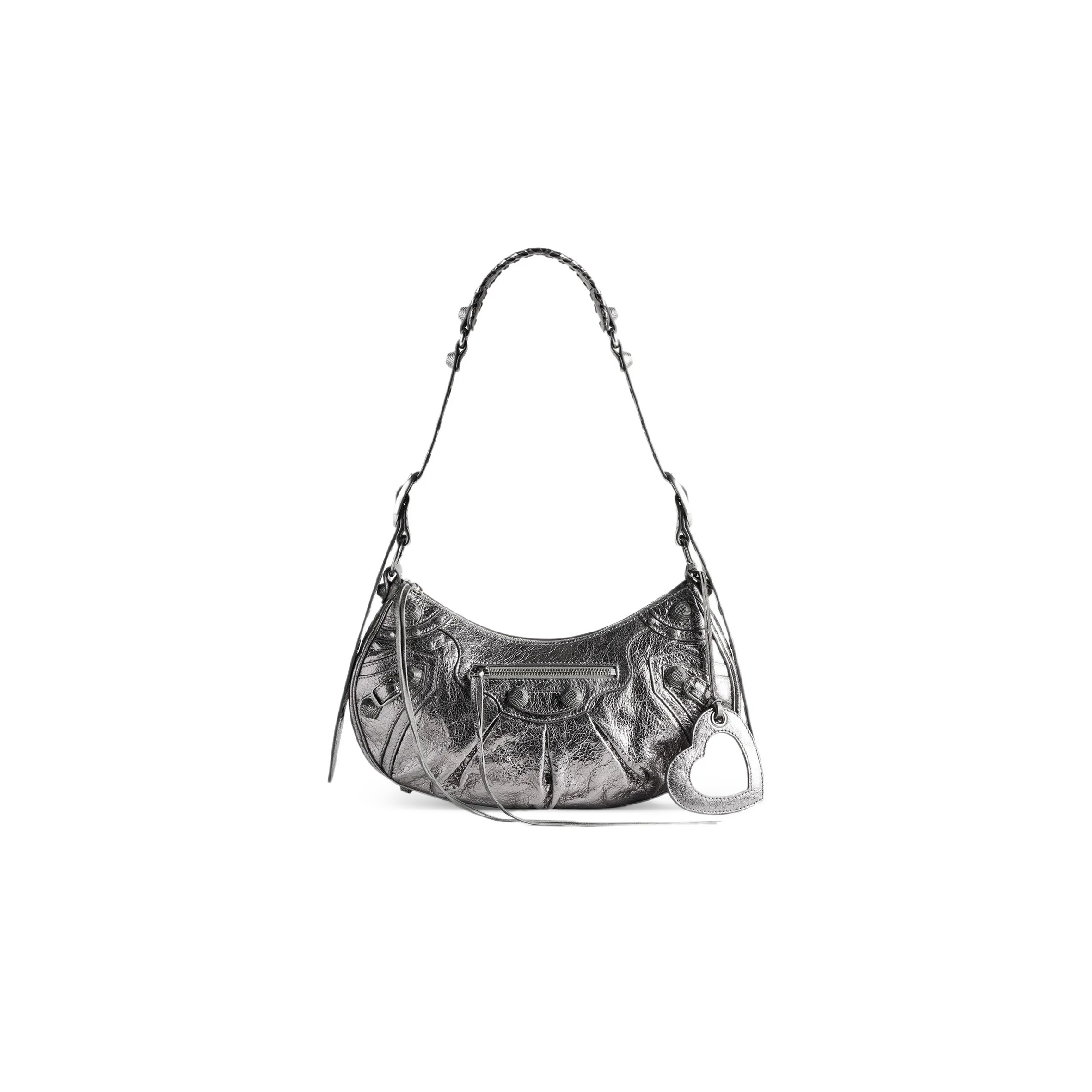 BALENCIAGA WOMEN'S LE CAGOLE SHOULDER BAG SMALL IN SILVER 6713070GT3Y8103 (33*16*8.4cm)