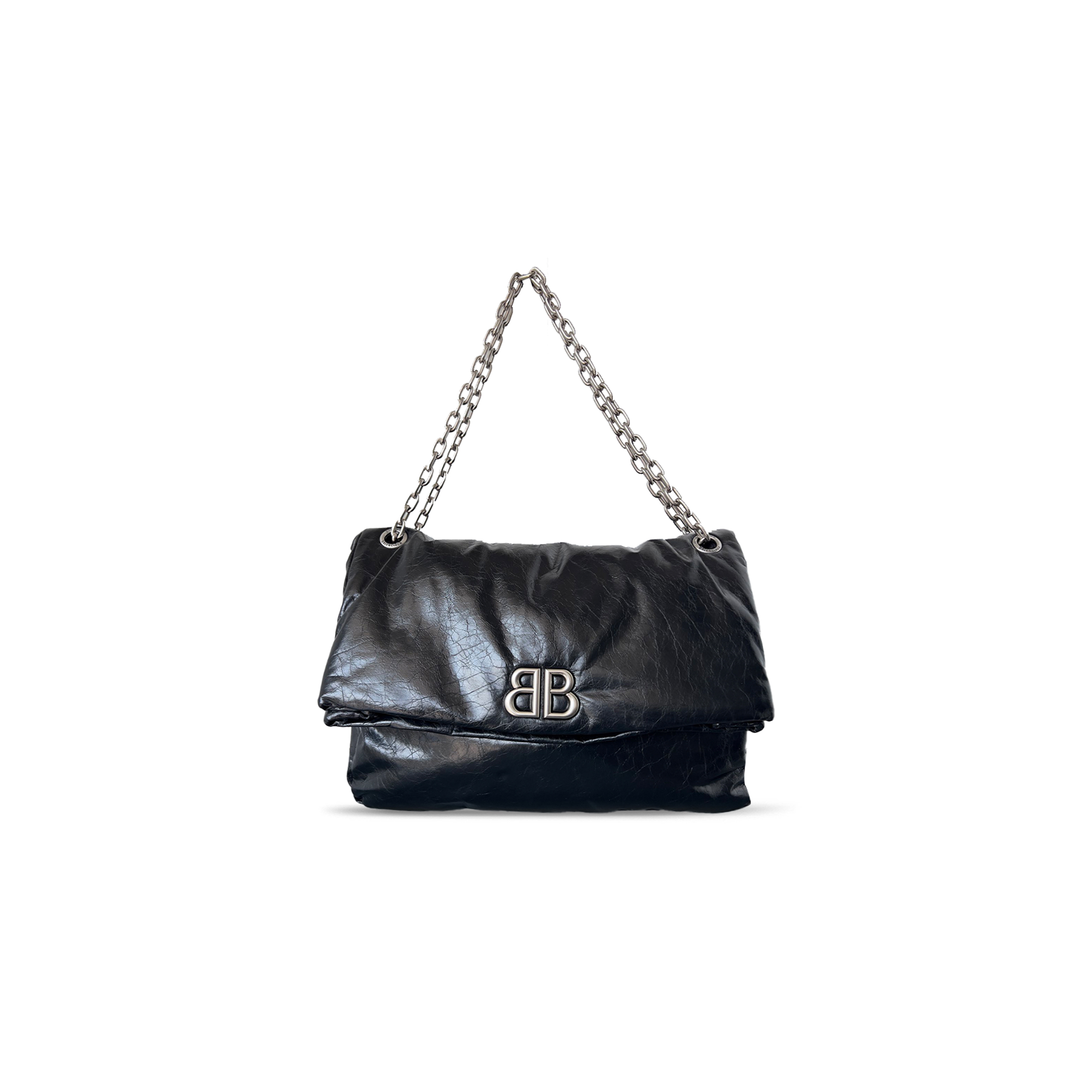 BALENCIAGA WOMEN'S MONACO CHAIN BAG LARGE IN BLACK 7659332RAR81000 (43.5*32*13cm)