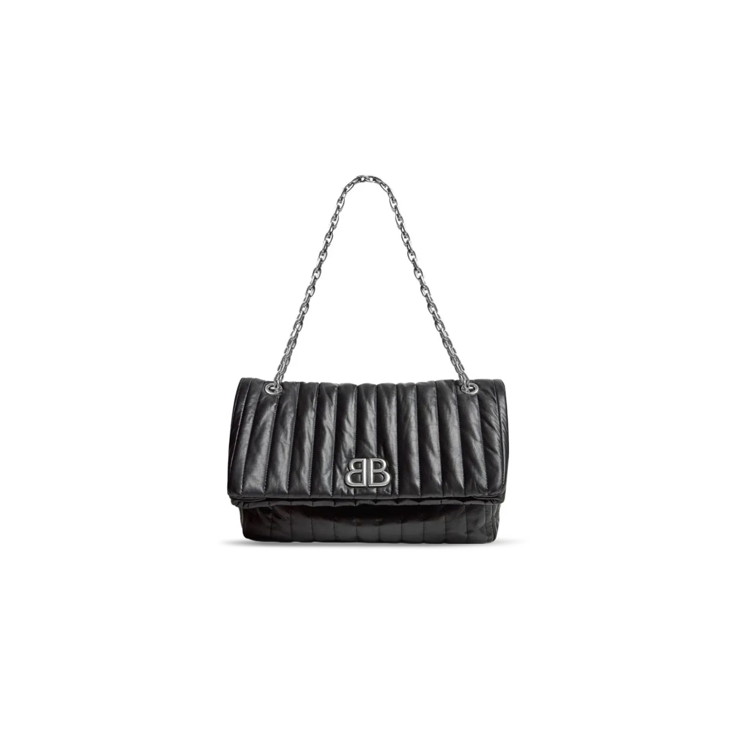 BALENCIAGA WOMEN'S MONACO CHAIN BAG MEDIUM IN BLACK 7659452AASE1000 (32.5*22*9.9cm)