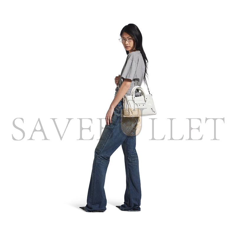 BALENCIAGA WOMEN'S LE CITY BAG SMALL IN OPTIC WHITE 8114422AA9S9104 (29.9*19.1*9.9cm) BALENCIAGA WOMEN'S LE CITY BAG SMALL IN OPTIC WHITE 8114422AA9S9104 (29.9*19.1*9.9cm)