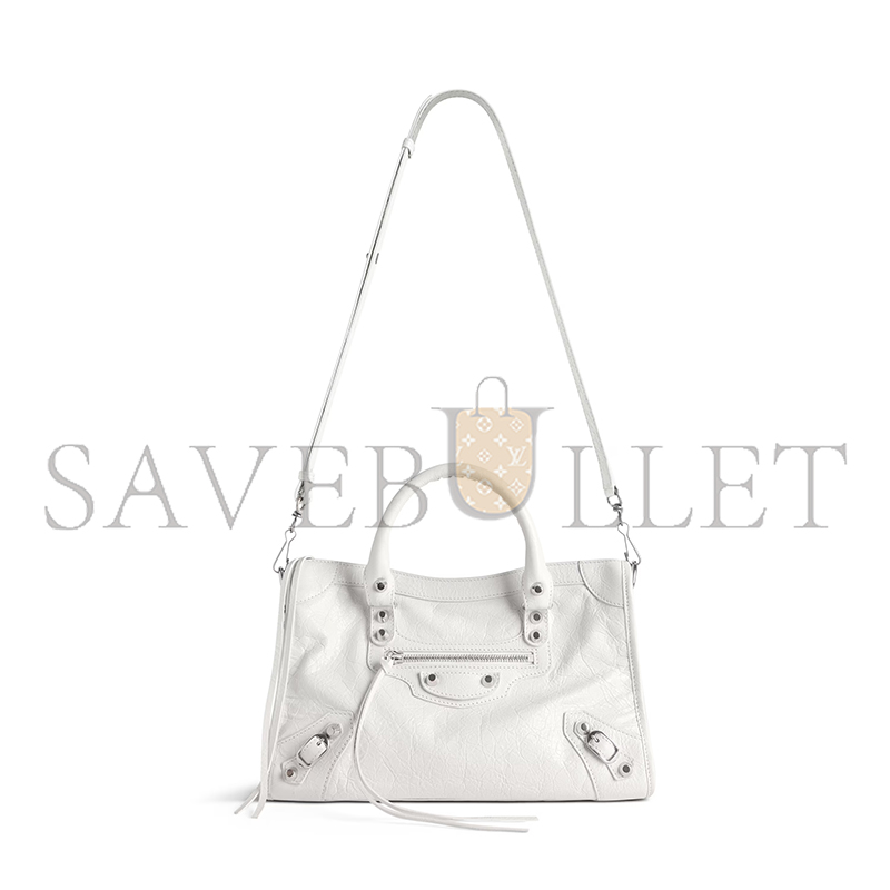 BALENCIAGA WOMEN'S LE CITY BAG SMALL IN OPTIC WHITE 8114422AA9S9104 (29.9*19.1*9.9cm) BALENCIAGA WOMEN'S LE CITY BAG SMALL IN OPTIC WHITE 8114422AA9S9104 (29.9*19.1*9.9cm)
