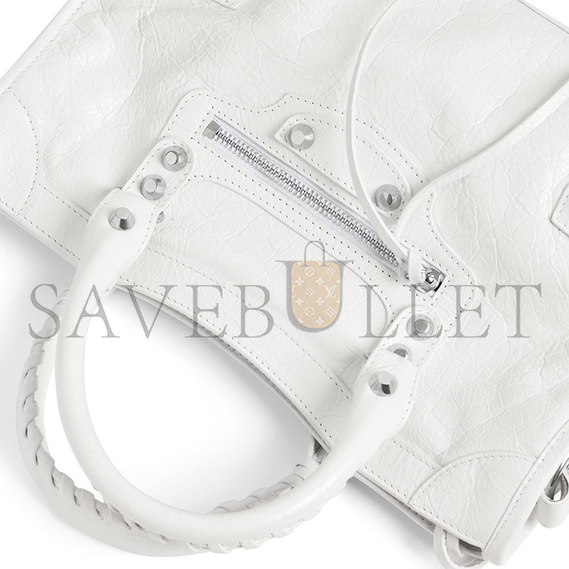 BALENCIAGA WOMEN'S LE CITY BAG SMALL IN OPTIC WHITE 8114422AA9S9104 (29.9*19.1*9.9cm) BALENCIAGA WOMEN'S LE CITY BAG SMALL IN OPTIC WHITE 8114422AA9S9104 (29.9*19.1*9.9cm)
