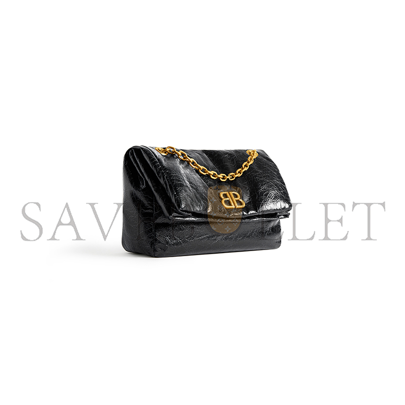 BALENCIAGA WOMEN'S MONACO BAG SMALL IN BLACK 7659662AAR81000 (27.9*18*9.9cm) BALENCIAGA WOMEN'S MONACO BAG SMALL IN BLACK 7659662AAR81000 (27.9*18*9.9cm)