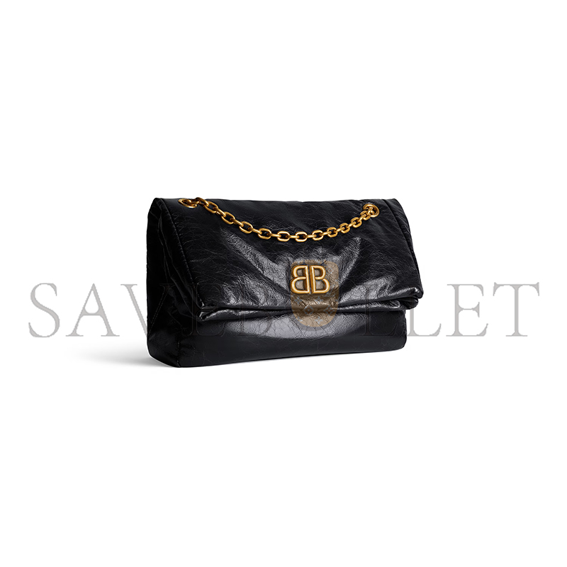 BALENCIAGA WOMEN'S MONACO CHAIN BAG MEDIUM IN BLACK 7659452AAR81000 (32.5*22*9.9cm) BALENCIAGA WOMEN'S MONACO CHAIN BAG MEDIUM IN BLACK 7659452AAR81000 (32.5*22*9.9cm)