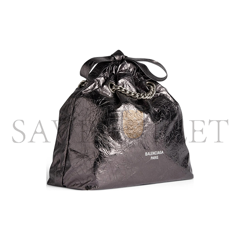 BALENCIAGA WOMEN'S CRUSH TOTE BAG SMALL IN SILVER 7429422AATG1314 (25.9*23.9*9.9cm)