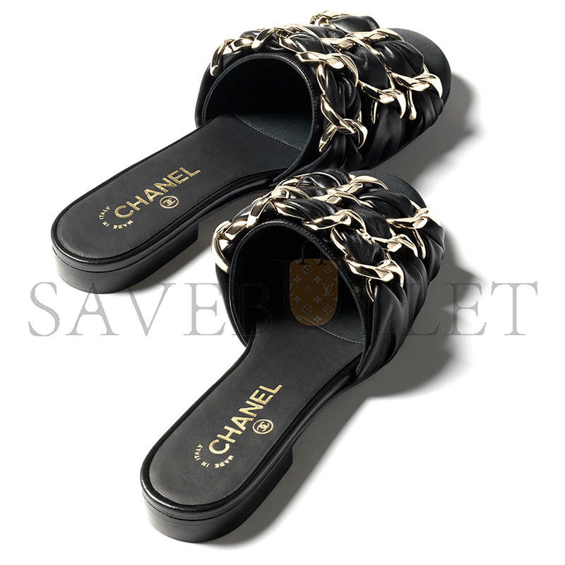 CHANEL MULES LAMBSKIN & GROSGRAIN BLACK G46653 CHANEL MULES LAMBSKIN & GROSGRAIN BLACK G46653