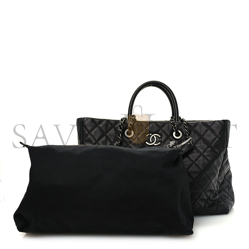 CHANEL CAVIAR QUILTED LARGE COCO HANDLE SHOPPING TOTE BLACK 1573234 (36*25*15cm)