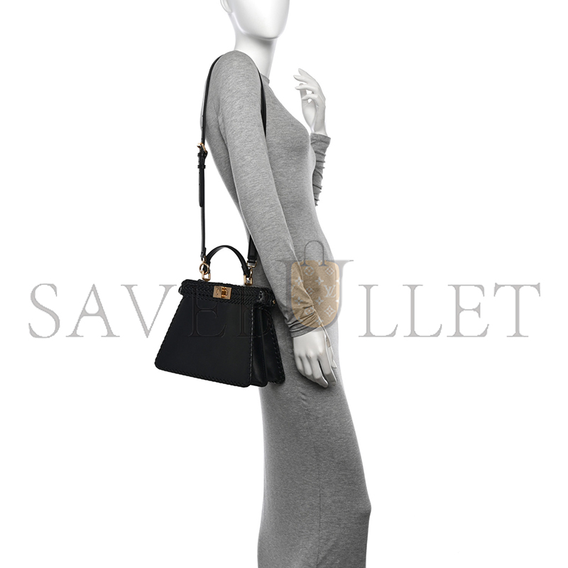 FENDI PEEKABOO ISEEU SMALL BLACK INTERLACE LEATHER BAG 8BN327AYDJE1TVP (27*21*11cm)
