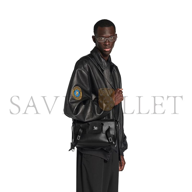 BALENCIAGA MEN'S BEL AIR ZIPPED MESSENGER BAG SMALL IN BLACK 8340322ABAW1000 (29.9*19.8*8.8cm)