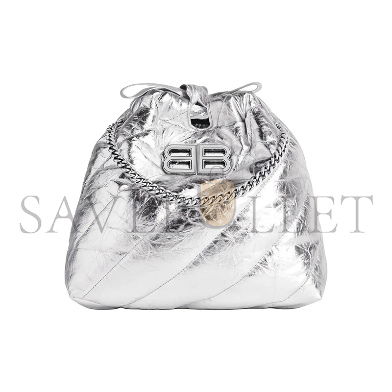 BALENCIAGA WOMEN'S CRUSH TOTE BAG XS IN SILVER 781796210IW8110 (20*20*7.8cm)