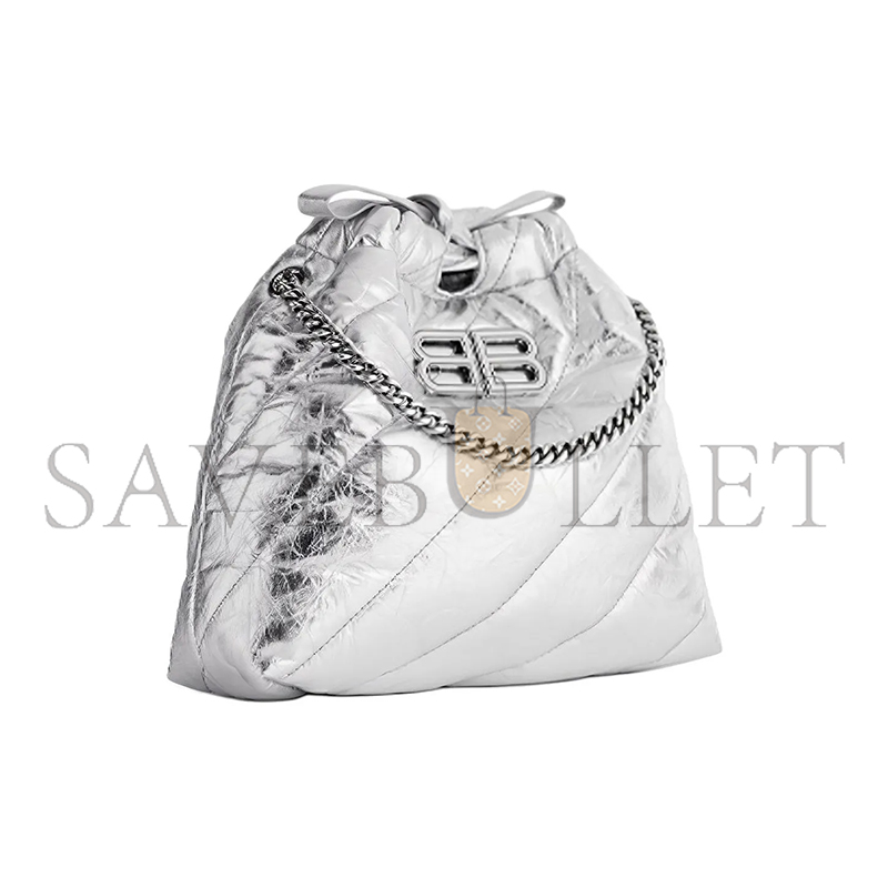 BALENCIAGA WOMEN'S CRUSH TOTE BAG XS IN SILVER 781796210IW8110 (20*20*7.8cm)