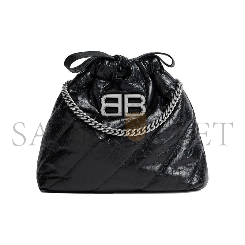 BALENCIAGA WOMEN'S CRUSH TOTE BAG XS IN BLACK 781796210J01000 (20*20*7.8cm)