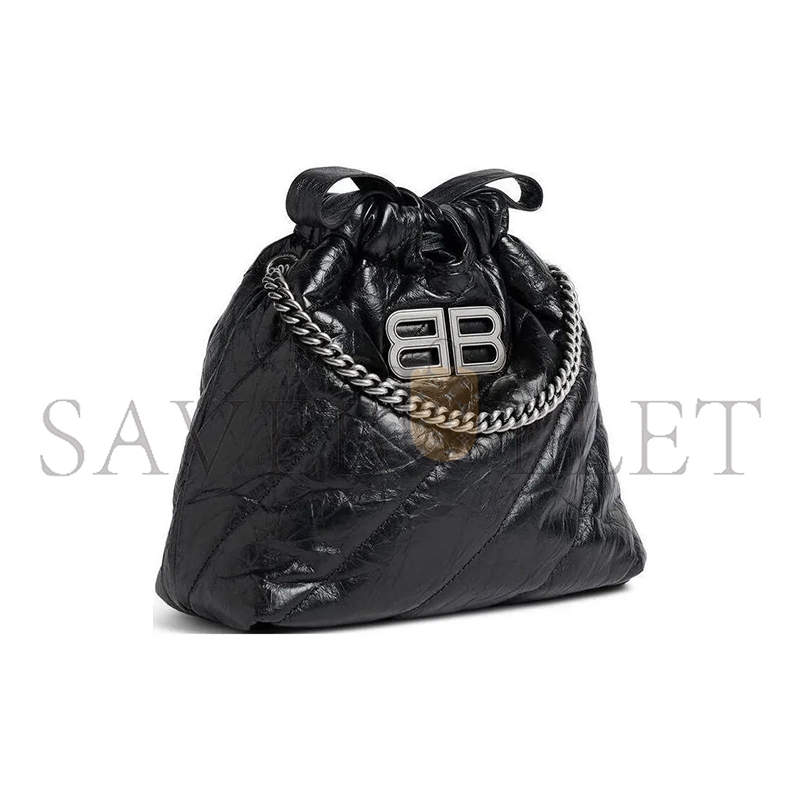 BALENCIAGA WOMEN'S CRUSH TOTE BAG XS IN BLACK 781796210J01000 (20*20*7.8cm)