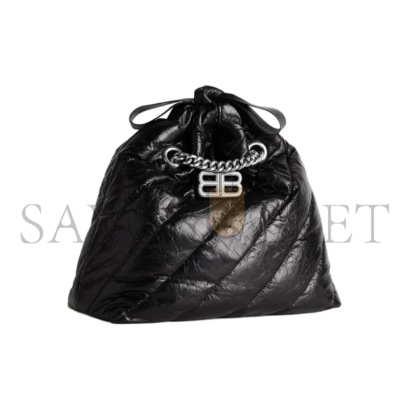 BALENCIAGA WOMEN'S CRUSH TOTE BAG SMALL IN BLACK 742942210J01000 (25.9*23.8*9.9cm)