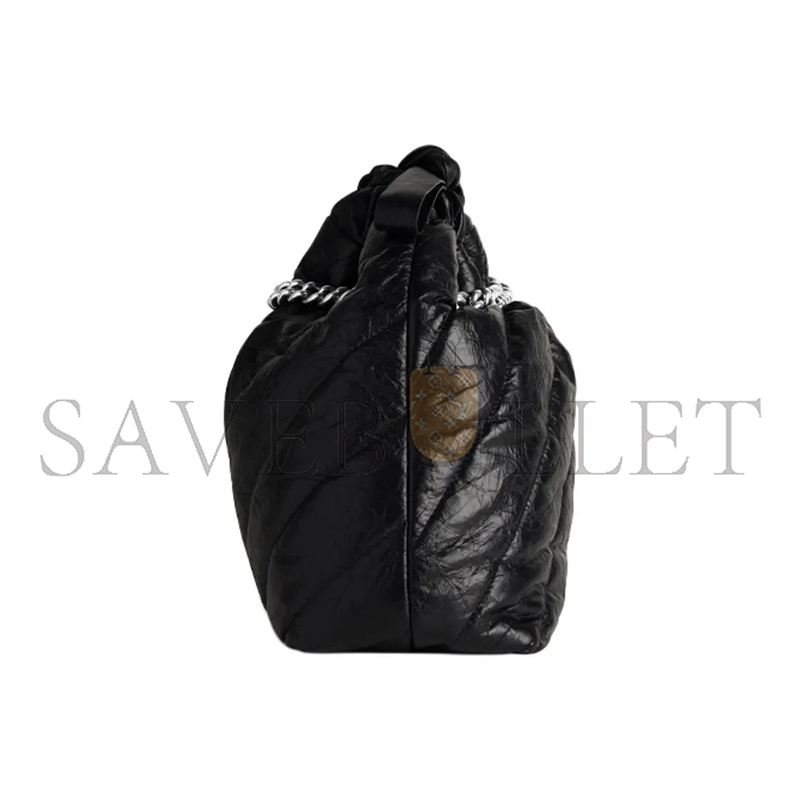 BALENCIAGA WOMEN'S CRUSH TOTE BAG SMALL IN BLACK 742942210J01000 (25.9*23.8*9.9cm)