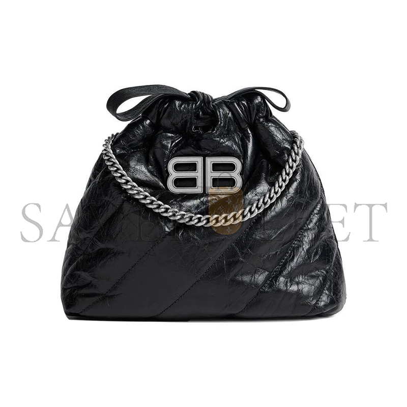 BALENCIAGA WOMEN'S CRUSH TOTE BAG MEDIUM IN BLACK 742941210J01000 (45.9*39.8*13.9cm)