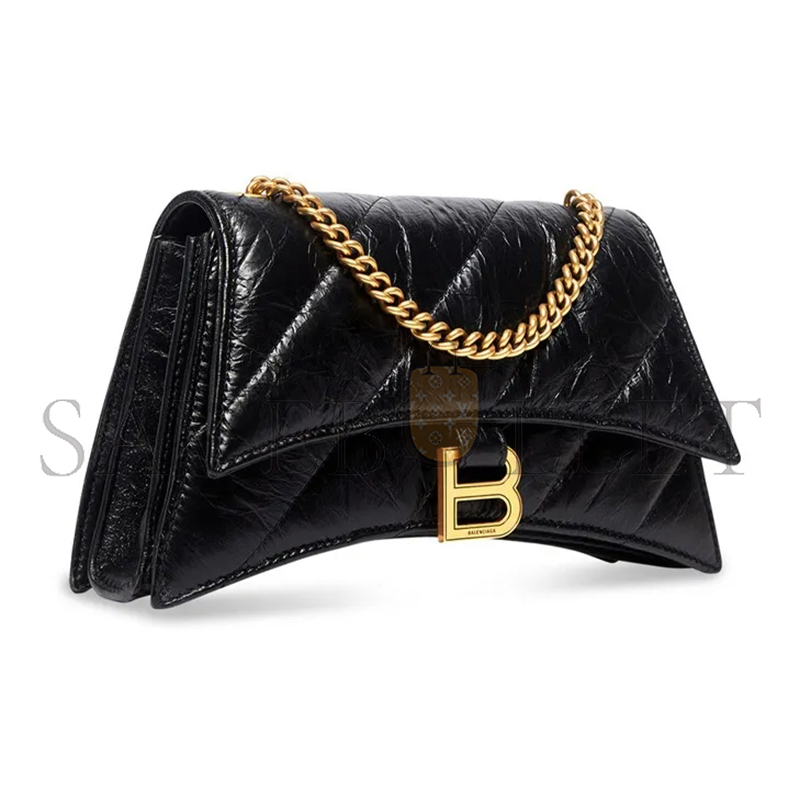 BALENCIAGA WOMEN'S CRUSH CHAIN BAG MINI IN BLACK 736016210J11000 (21.8*9.9*4.8cm)