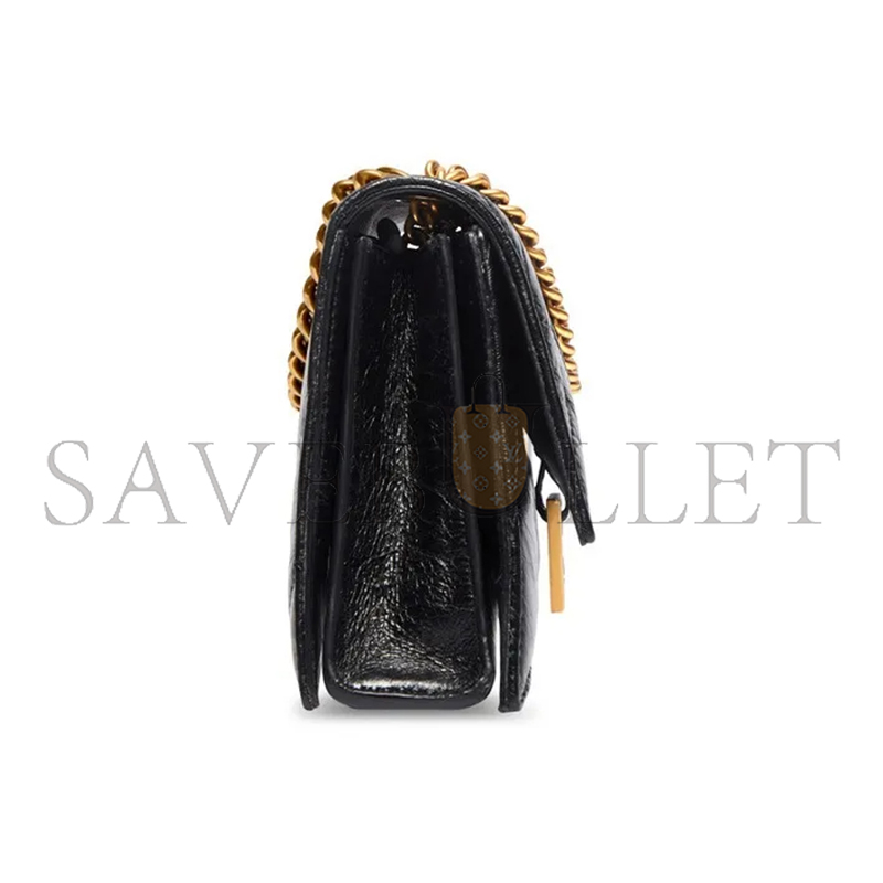 BALENCIAGA WOMEN'S CRUSH CHAIN BAG MINI IN BLACK 736016210J11000 (21.8*9.9*4.8cm)