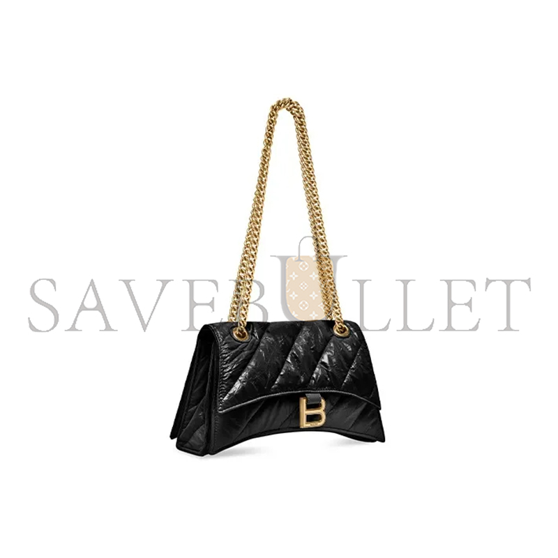 BALENCIAGA WOMEN'S CRUSH CHAIN BAG SMALL IN BLACK 716351210J11000 (24.9*15*7.9cm)