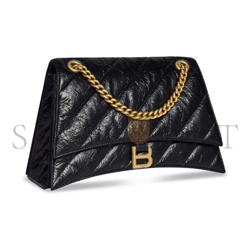 BALENCIAGA WOMEN'S CRUSH CHAIN BAG MEDIUM IN BLACK 716393210J11000 (31*19.8*6.9cm)