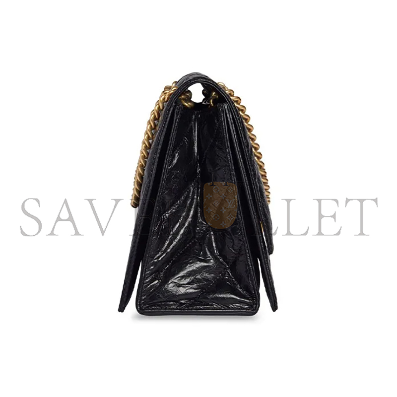 BALENCIAGA WOMEN'S CRUSH CHAIN BAG MEDIUM IN BLACK 716393210J11000 (31*19.8*6.9cm)