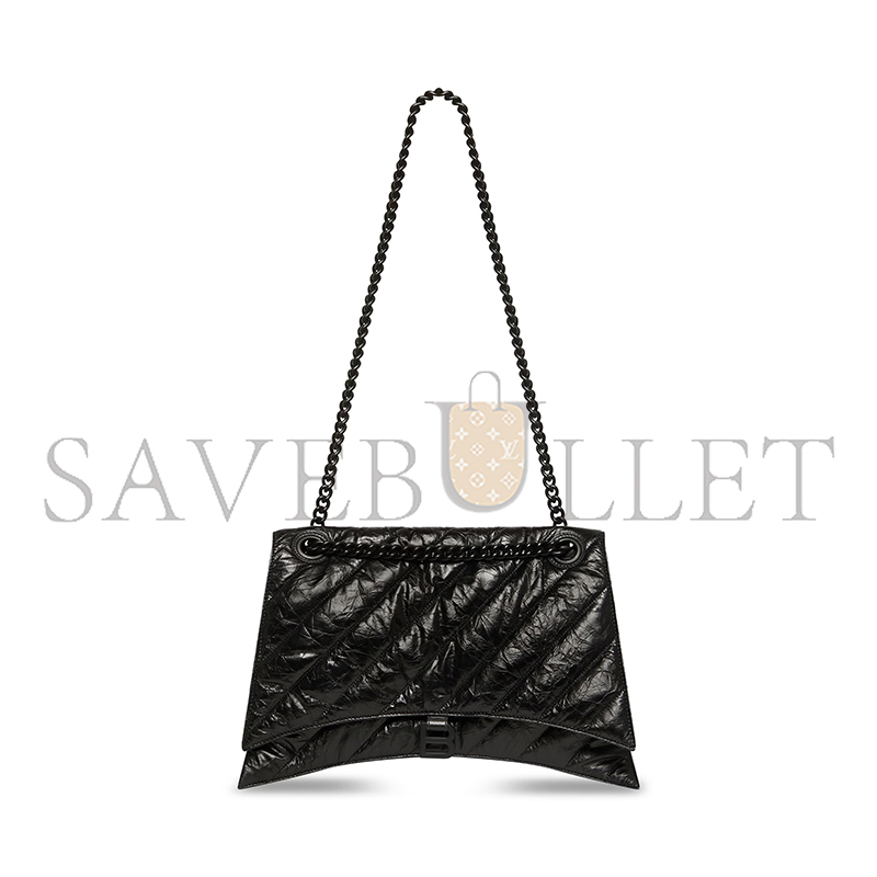 BALENCIAGA WOMEN'S CRUSH CHAIN BAG MEDIUM IN BLACK 716393210IY1000 (31*19.8*6.9cm)