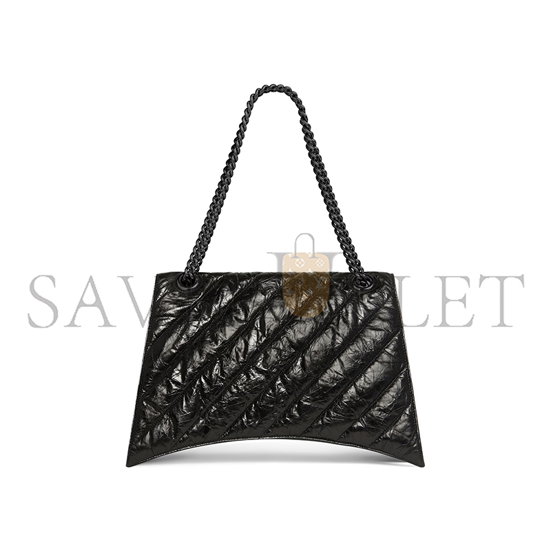 BALENCIAGA WOMEN'S CRUSH CHAIN BAG MEDIUM IN BLACK 716393210IY1000 (31*19.8*6.9cm)