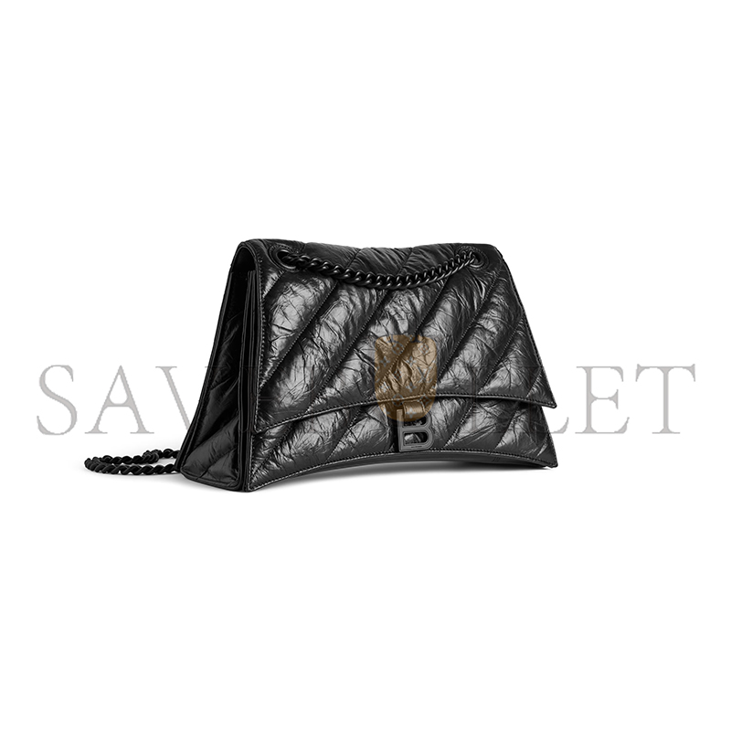 BALENCIAGA WOMEN'S CRUSH CHAIN BAG IN LARGE BLACK 716332210IY1000 (39.9*24.9*13cm)