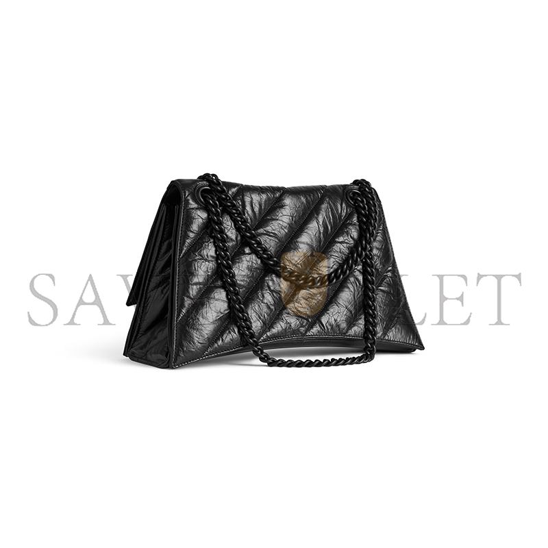 BALENCIAGA WOMEN'S CRUSH CHAIN BAG IN LARGE BLACK 716332210IY1000 (39.9*24.9*13cm)