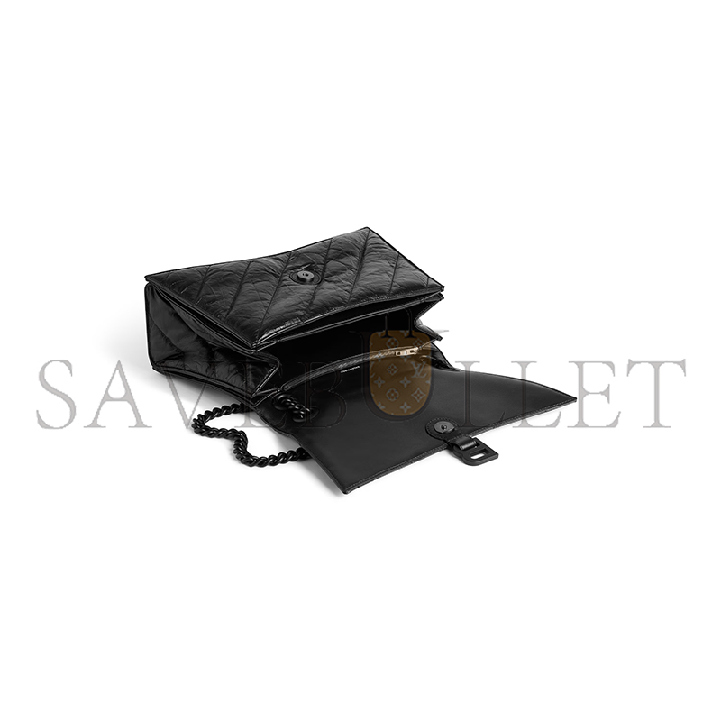 BALENCIAGA WOMEN'S CRUSH CHAIN BAG IN LARGE BLACK 716332210IY1000 (39.9*24.9*13cm)