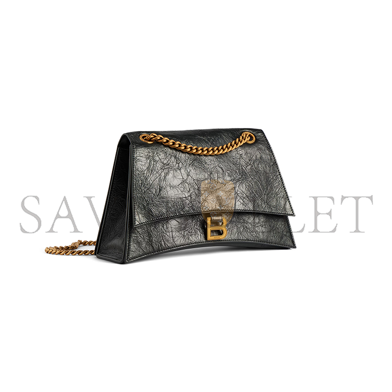 BALENCIAGA WOMEN'S CRUSH CHAIN BAG IN MEDIUM BLACK 716393210IT1000 (31*19.8*6.9cm)