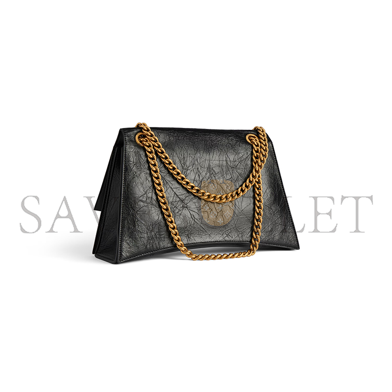 BALENCIAGA WOMEN'S CRUSH CHAIN BAG IN MEDIUM BLACK 716393210IT1000 (31*19.8*6.9cm)
