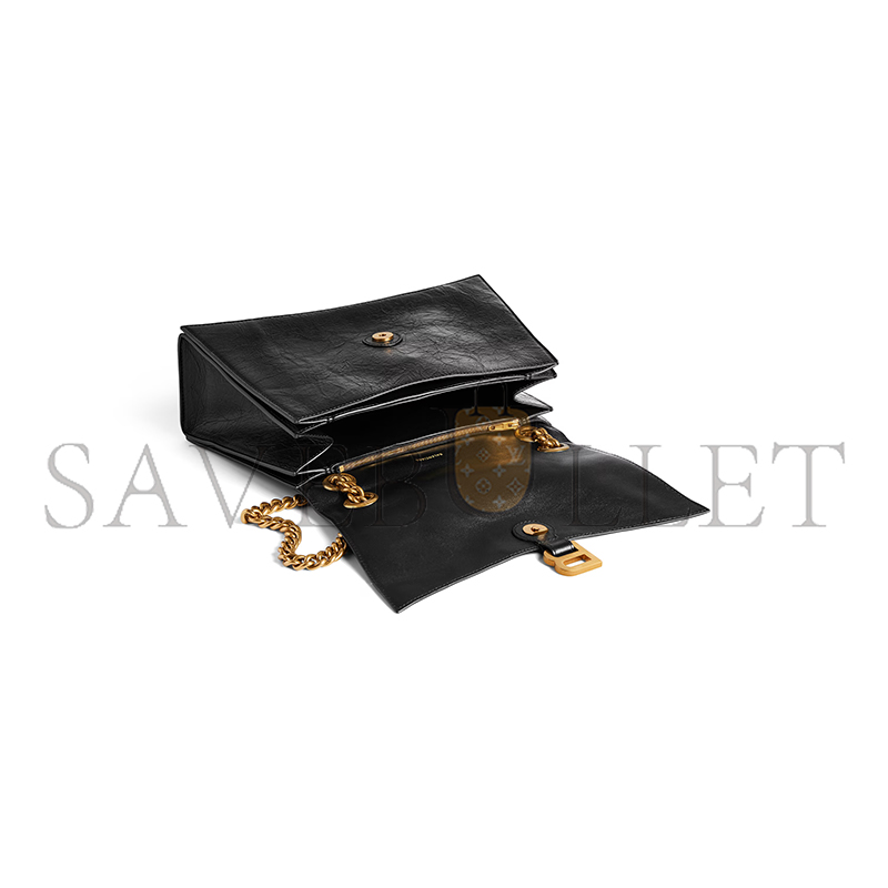 BALENCIAGA WOMEN'S CRUSH CHAIN BAG IN MEDIUM BLACK 716393210IT1000 (31*19.8*6.9cm)