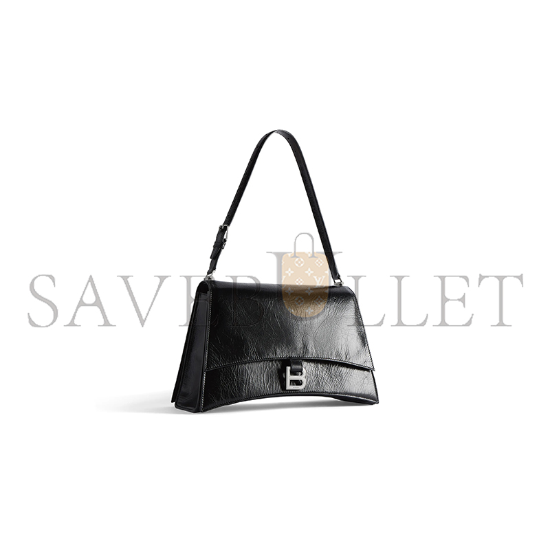 BALENCIAGA WOMEN'S CRUSH BAG MEDIUM IN BLACK 7654662AAR21000 (30.9*21*10.9cm)