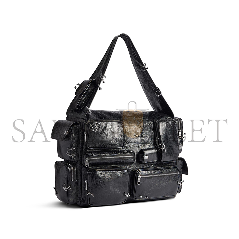 BALENCIAGA MEN'S SUPERBUSY SLING BAG LARGE IN BLACK 7021682ABDJ1000 (41.9*29*18.9cm)