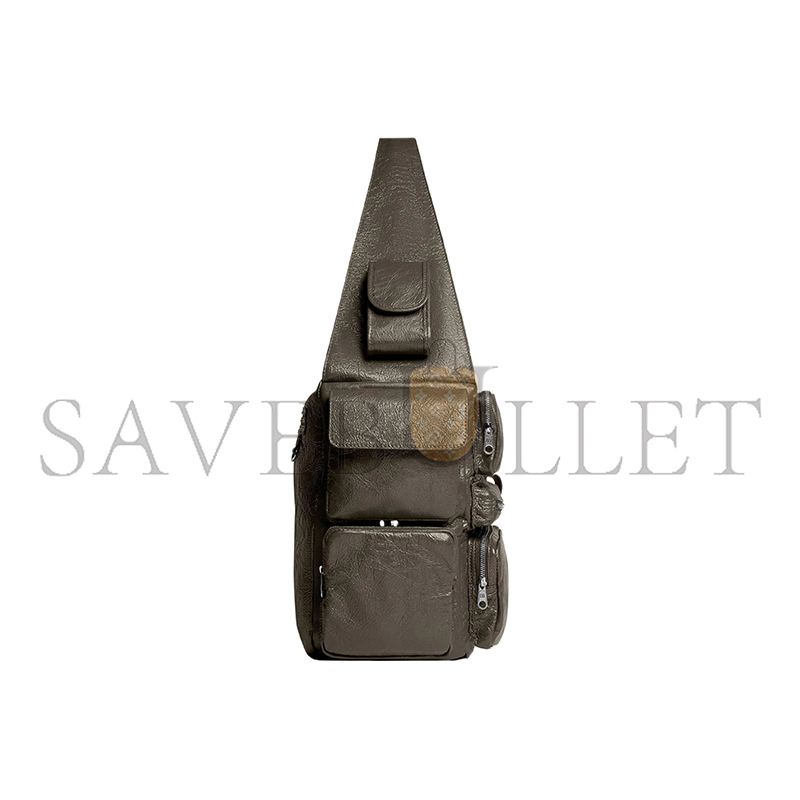 BALENCIAGA MEN'S SUPERBUSY SLING BAG LARGE IN GREEN 702168210C83503 (41.9*29*18.9cm)