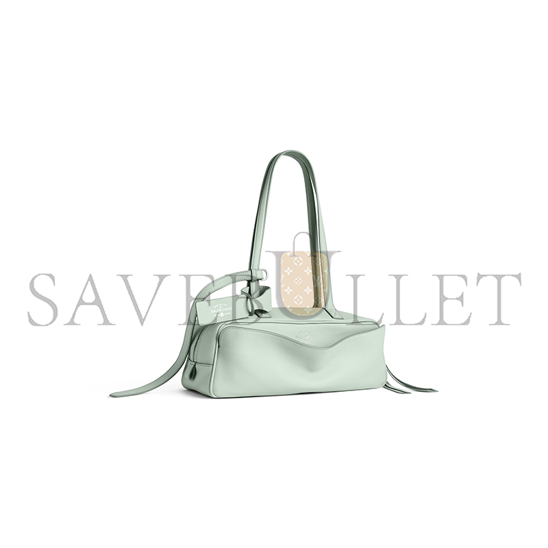 BALENCIAGA WOMEN'S CARRIE BOWLING BAG SMALL IN MINERAL GREEN 8329202ABNP3837 (30.9*11.9*11.9cm)
