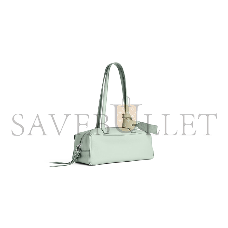 BALENCIAGA WOMEN'S CARRIE BOWLING BAG SMALL IN MINERAL GREEN 8329202ABNP3837 (30.9*11.9*11.9cm)
