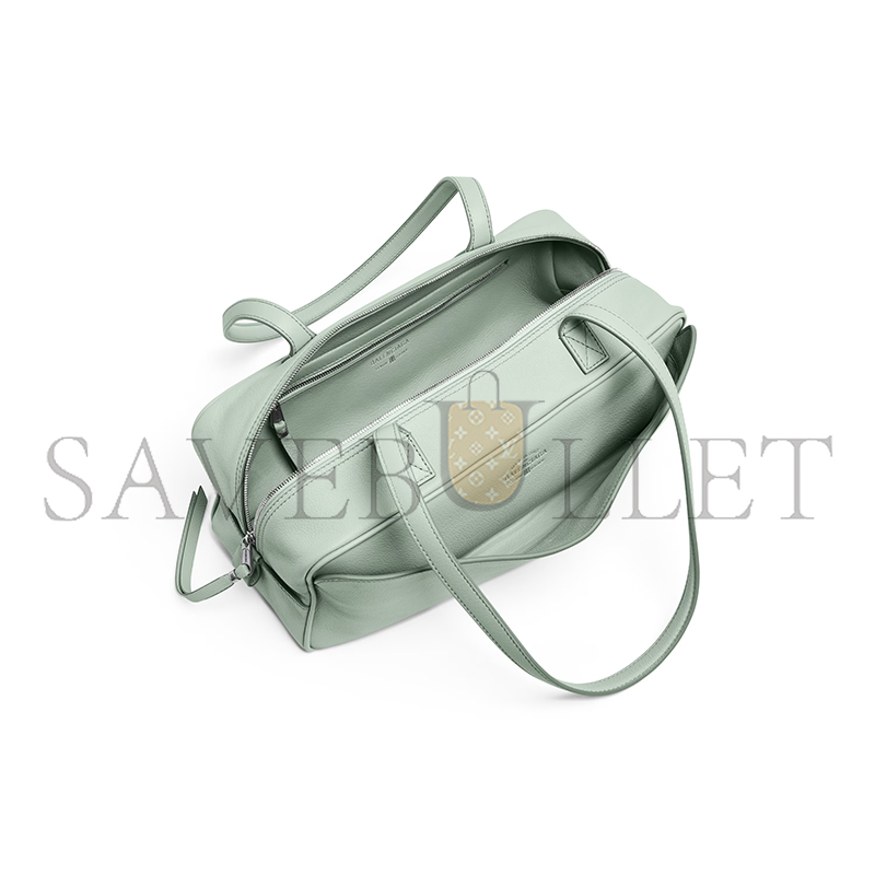 BALENCIAGA WOMEN'S CARRIE BOWLING BAG SMALL IN MINERAL GREEN 8329202ABNP3837 (30.9*11.9*11.9cm)